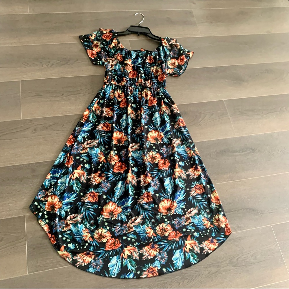 YOUNG USA OFF DHOULDER , HIGH-LOW, SURREALIST BLUE DRESS - Picture 8 of 8